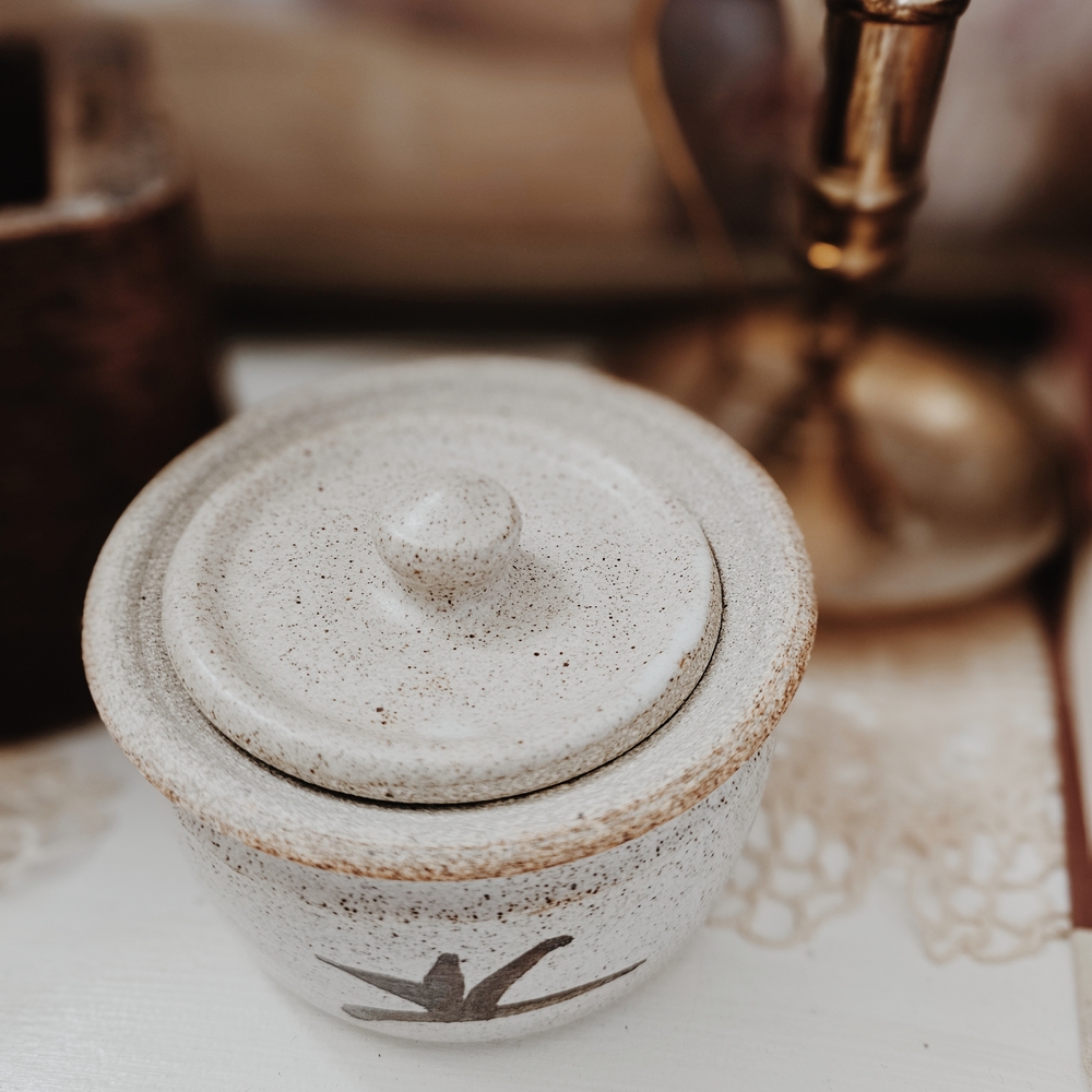 Handcrafted Ceramic Lidded Jar - Cream and Brown - Picture 5 of 7